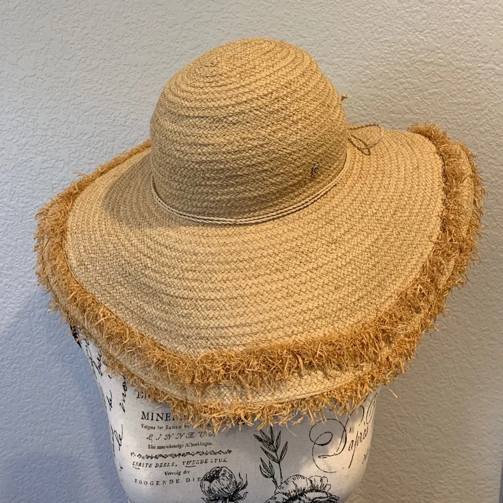 Helen Kaminski Tan Fringed Straw Hat - Picture 3 of 6